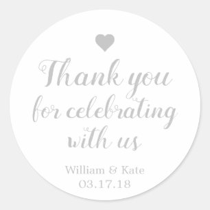 Sticker Rond Merci pour célébrer avec nous Silver