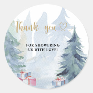 Sticker Rond Merci pour la baby shower de Noël d'hiver