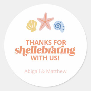 Sticker Rond Merci pour la célébration des coquillages étoiles 