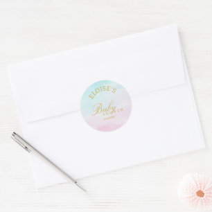 Sticker Rond Merci pour la fête de révélation du sexe Bébé Rose