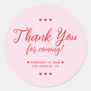 Sticker Rond Merci pour la fête Galentine's Party Rose