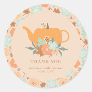 Sticker Rond Merci pour la fête prénuptiale Tea Party Pumpkin