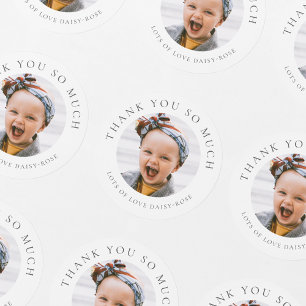 Sticker Rond Merci pour la photo personnalisée pour enfants