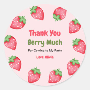 Sticker Rond Merci pour la première fraise de Berry pour son 1e
