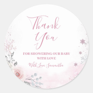 Sticker Rond Merci pour la Remise des Cadeaux de Bébé Flocon de