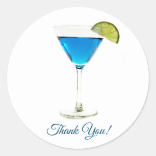 Sticker Rond Merci pour la soirée Martini Cocktail