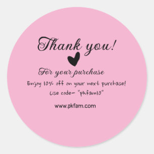 Sticker Rond Merci pour l'achat des détails de la famille rose