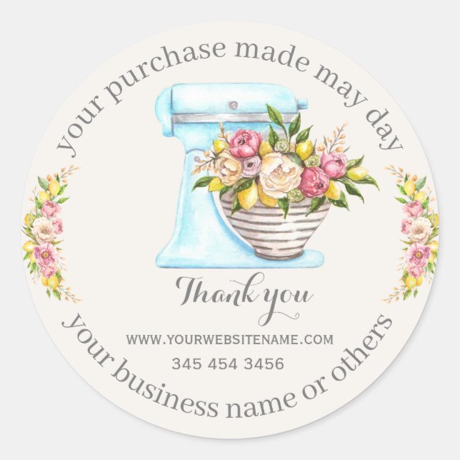 Sticker Rond Merci pour l'achat, petite boulangerie. (Devant)