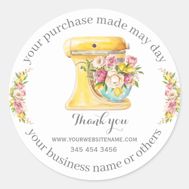 Sticker Rond Merci pour l'achat, petite boulangerie. (Devant)