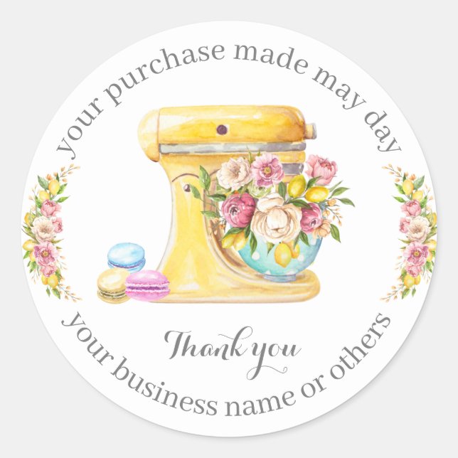 Sticker Rond Merci pour l'achat, petite boulangerie. (Devant)