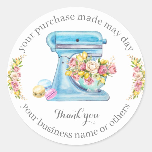 Sticker Rond Merci pour l'achat, petite boulangerie. (Devant)