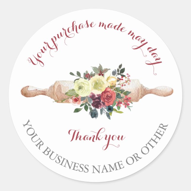 Sticker Rond Merci pour l'achat, petite boulangerie. (Devant)