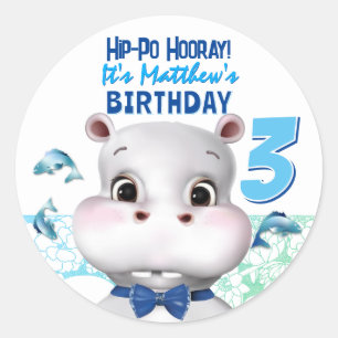 Sticker Rond Merci pour l'anniversaire du garçon au poisson ble