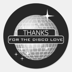 Sticker Rond MERCI Pour le Bal Anniversaire Rétro Amour Disco