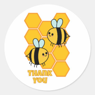 Sticker Rond Merci pour le design des abeilles mignonnes et de