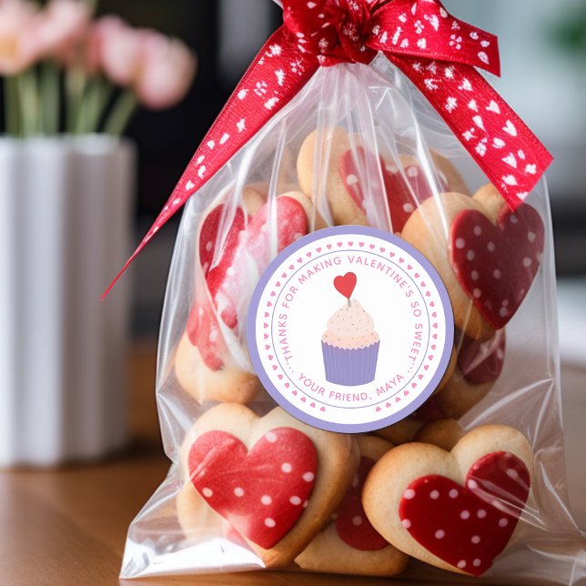 Sticker Rond Merci pour le doux cadeau de la Saint-Valentin (Thanks Sweet Valentine's Favor Classic Round Sticker)
