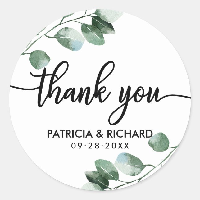 Sticker Rond Merci pour le mariage de verdure (Devant)