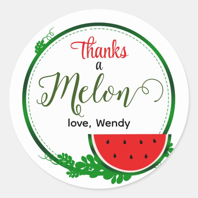 Sticker Rond Merci pour le melon, Merci de Watermelon (Devant)