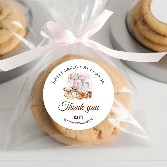 Sticker Rond Merci pour le pain au levain mélangeur rose (Créateur téléchargé)