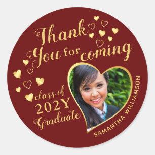 Sticker Rond Merci pour le prochain Maroon Graduation Party Fav
