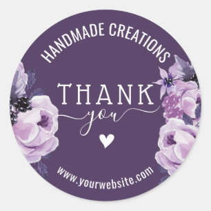 Sticker Rond Merci pour l'entreprise artisanale Élégant floral 