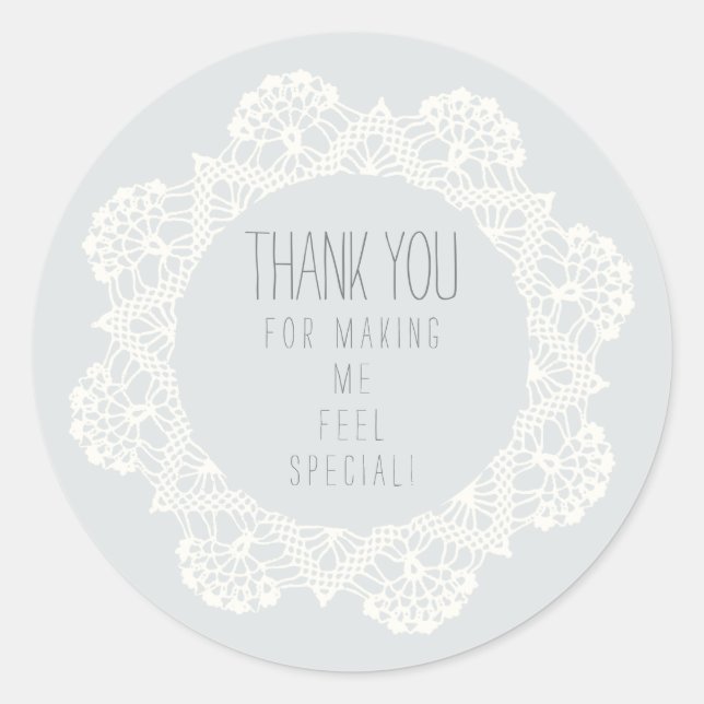 Sticker Rond Merci pour me faire sentir spécial gris pâle (Devant)
