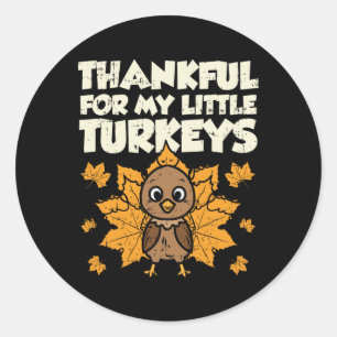 Sticker Rond Merci Pour Mes Petites Dindons Thanksgiving Teache