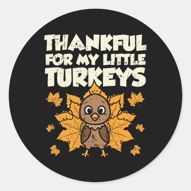 Sticker Rond Merci Pour Mes Petites Dindons Thanksgiving Teache (Devant)