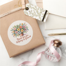 Sticker rond "Merci pour nous aider à croître"