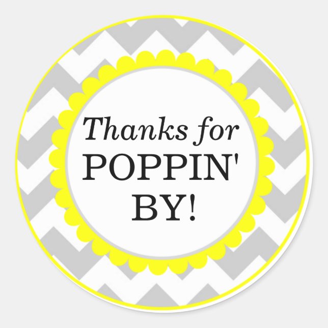Sticker Rond Merci Pour Poppin By, Baby shower D'Impression Che (Devant)