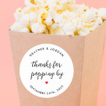 Sticker Rond Merci pour Popping par ModernWedding Popcorn Popco<br><div class="desc">Merci pour Popping par Mariage Popcorn Favors Stickers</div>