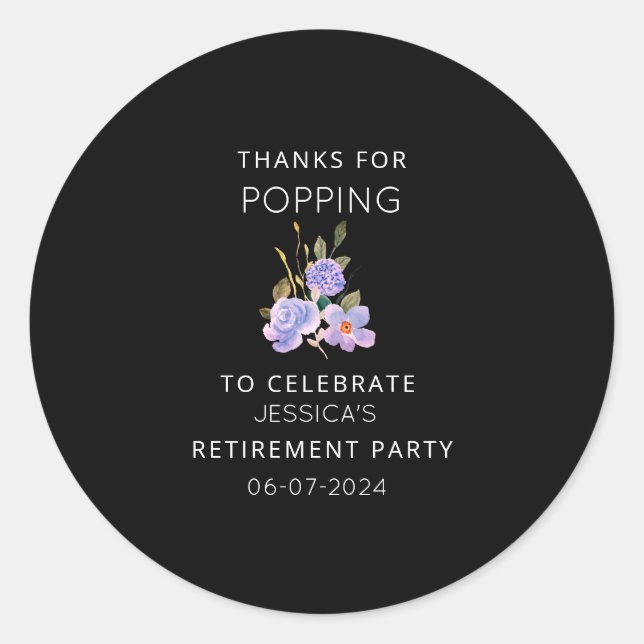 Sticker Rond Merci pour Popping Retraite Party Popcorn faveur (Devant)