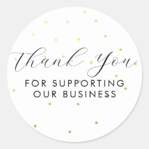 Sticker Rond Merci Pour Soutenir Nos Points D'Affaires Blanc