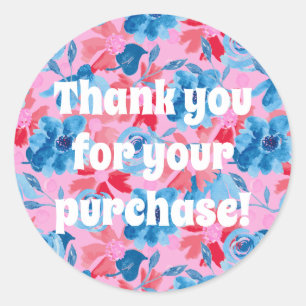 Sticker Rond Merci pour votre achat Bold Floral