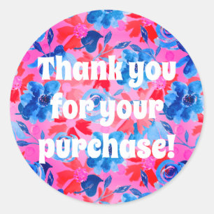 Sticker Rond Merci pour votre achat Bold Floral