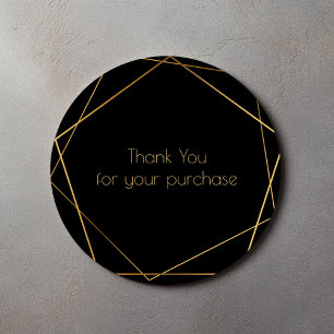 Sticker Rond Merci pour votre achat bordure géométrique dorée