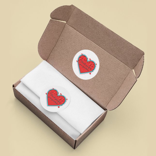 Sticker Rond Merci pour votre achat fleurs coeur pastel (Créateur téléchargé)