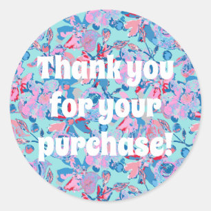 Sticker Rond Merci pour votre achat Floral Abstrait