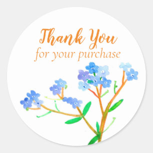 Sticker Rond Merci Pour Votre Achat Oubliez Moi Pas Fleurs