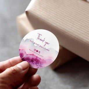 Sticker Rond Merci pour votre achat rose profonde agate sociale