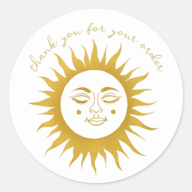 Sticker Rond "Merci pour votre commande" Custom Golden Sun (Devant)