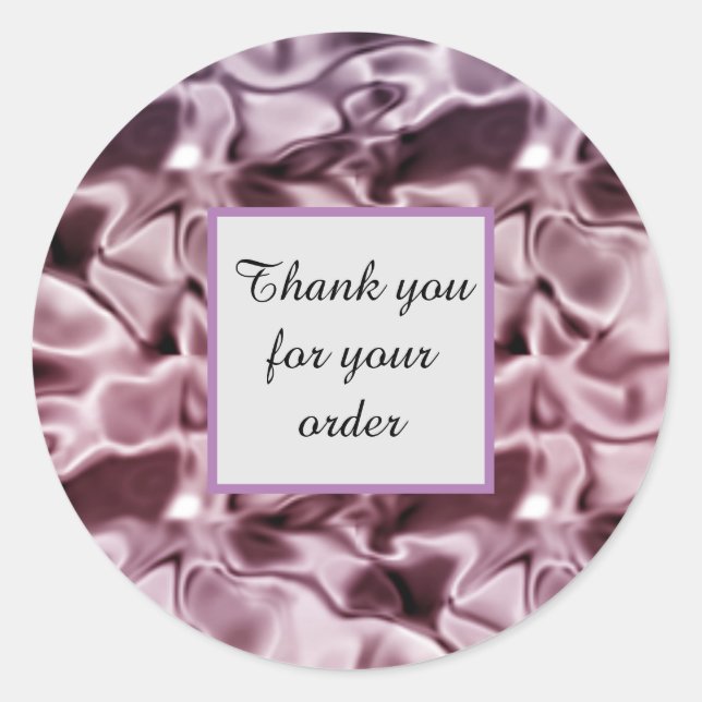 Sticker Rond Merci pour votre commande Feminine Pink Satin Soie (Devant)