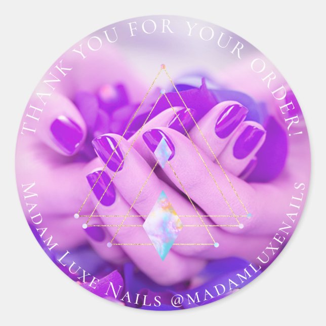 Sticker Rond Merci Pour Votre Commande Luxe Nails Purple Logo (Devant)