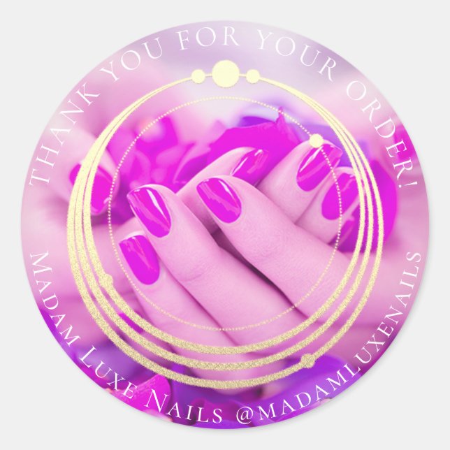 Sticker Rond Merci Pour Votre Commande Luxe Nails Rose Gold (Devant)