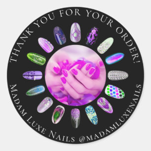 Sticker Rond Merci Pour Votre Commande Madame Luxe Nails Élégan