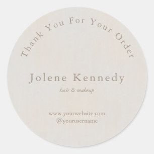 Sticker Rond Merci pour votre commande Minimal Neutre Texté