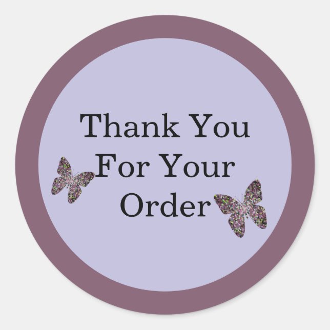 Sticker Rond Merci pour votre commande Mosaïque papillon (Devant)