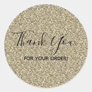 Sticker Rond Merci pour votre commande parties scintillant or