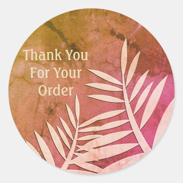 Sticker Rond Merci pour votre commande Pink Leaf Packaging (Devant)