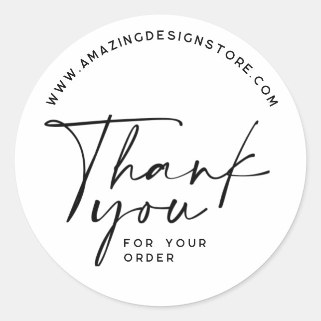 Sticker Rond Merci pour votre commande Script élégant (Devant)